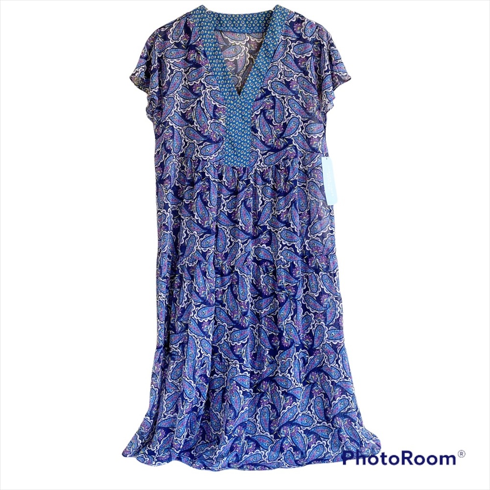 NWT London Times Petite Chiffon Paisley Flutter Sleeve Midi Dress Size 6P